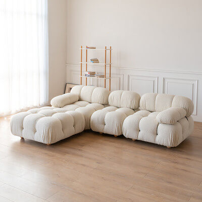 Cloud-Inspired Modular Boucle Sectional Sofa with Tufted Soft-Puff Design