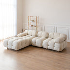 Cloud-Inspired Modular Boucle Sectional Sofa with Tufted Soft-Puff Design