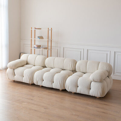 Cloud-Inspired Modular Boucle Sectional Sofa with Tufted Soft-Puff Design