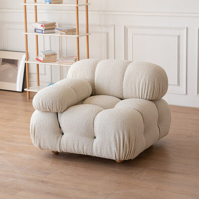 Cloud-Inspired Modular Boucle Sectional Sofa with Tufted Soft-Puff Design