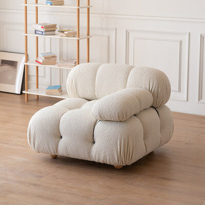 Cloud-Inspired Modular Boucle Sectional Sofa with Tufted Soft-Puff Design