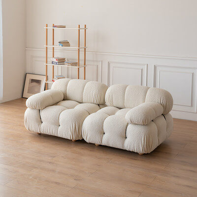 Cloud-Inspired Modular Boucle Sectional Sofa with Tufted Soft-Puff Design Main image