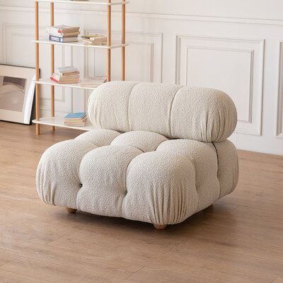 Cloud-Inspired Modular Boucle Sectional Sofa with Tufted Soft-Puff Design