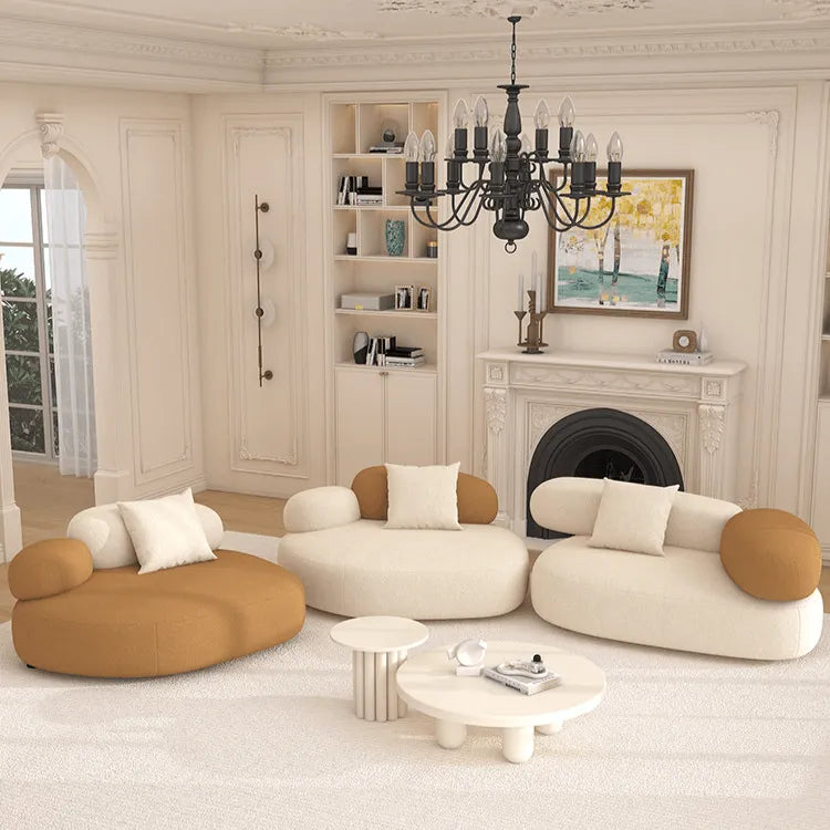 Cloud-Inspired Pebble Sofa in Lamb Velvet for Living Rooms
