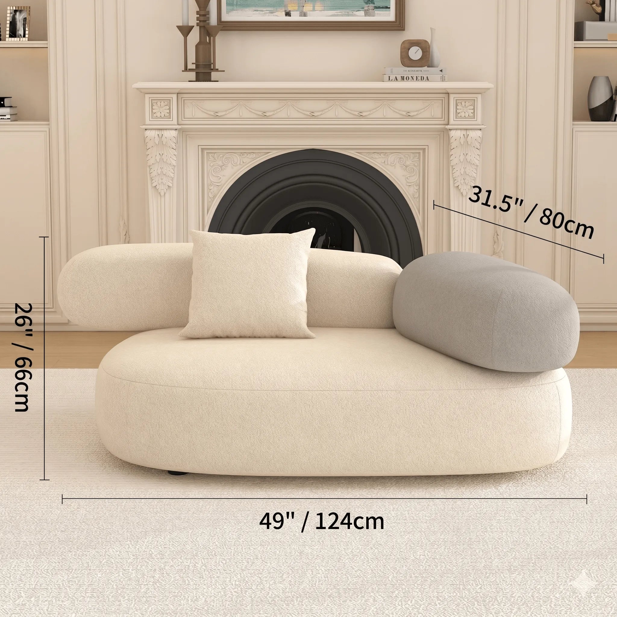 Cloud-Inspired Pebble Sofa in Lamb Velvet for Living Rooms