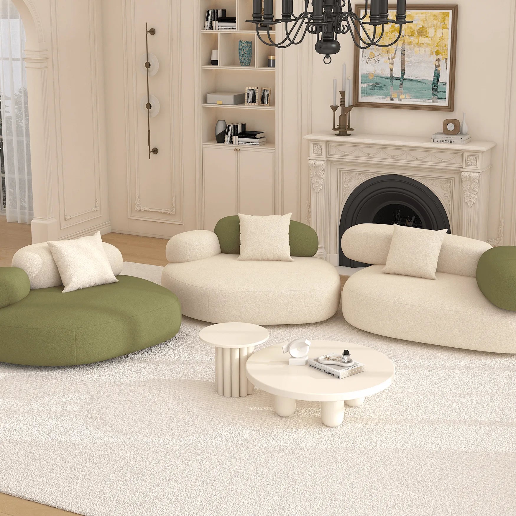 Cloud-Inspired Pebble Sofa in Lamb Velvet for Living Rooms