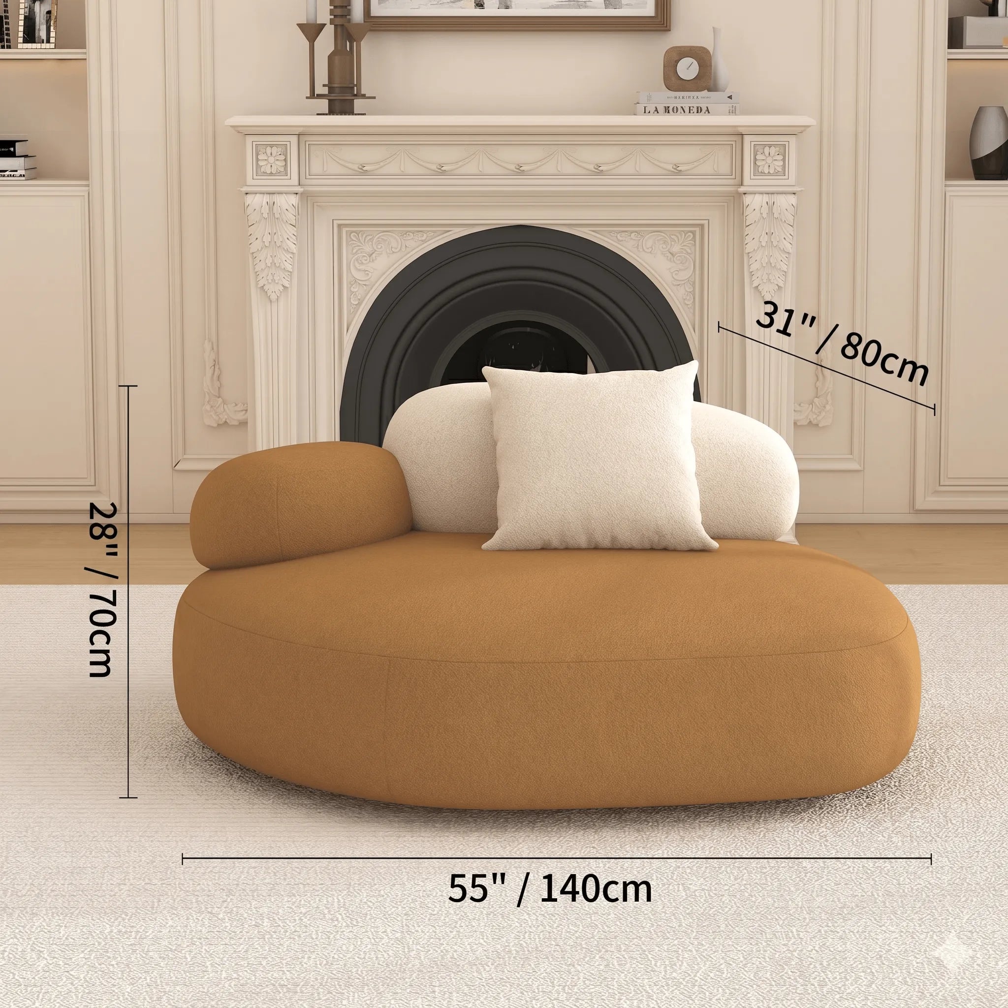 Cloud-Inspired Pebble Sofa in Lamb Velvet for Living Rooms