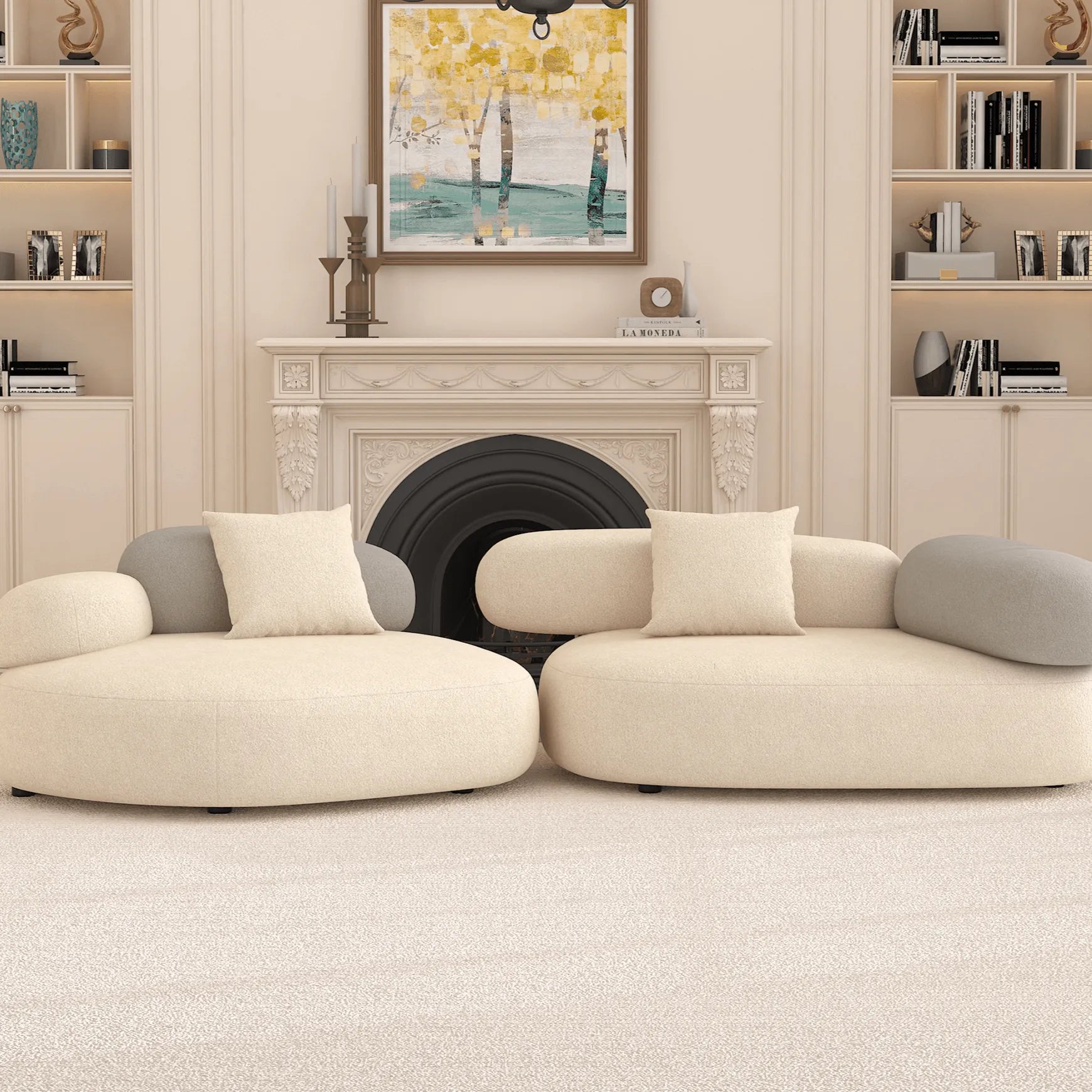 Cloud-Inspired Pebble Sofa in Lamb Velvet for Living Rooms