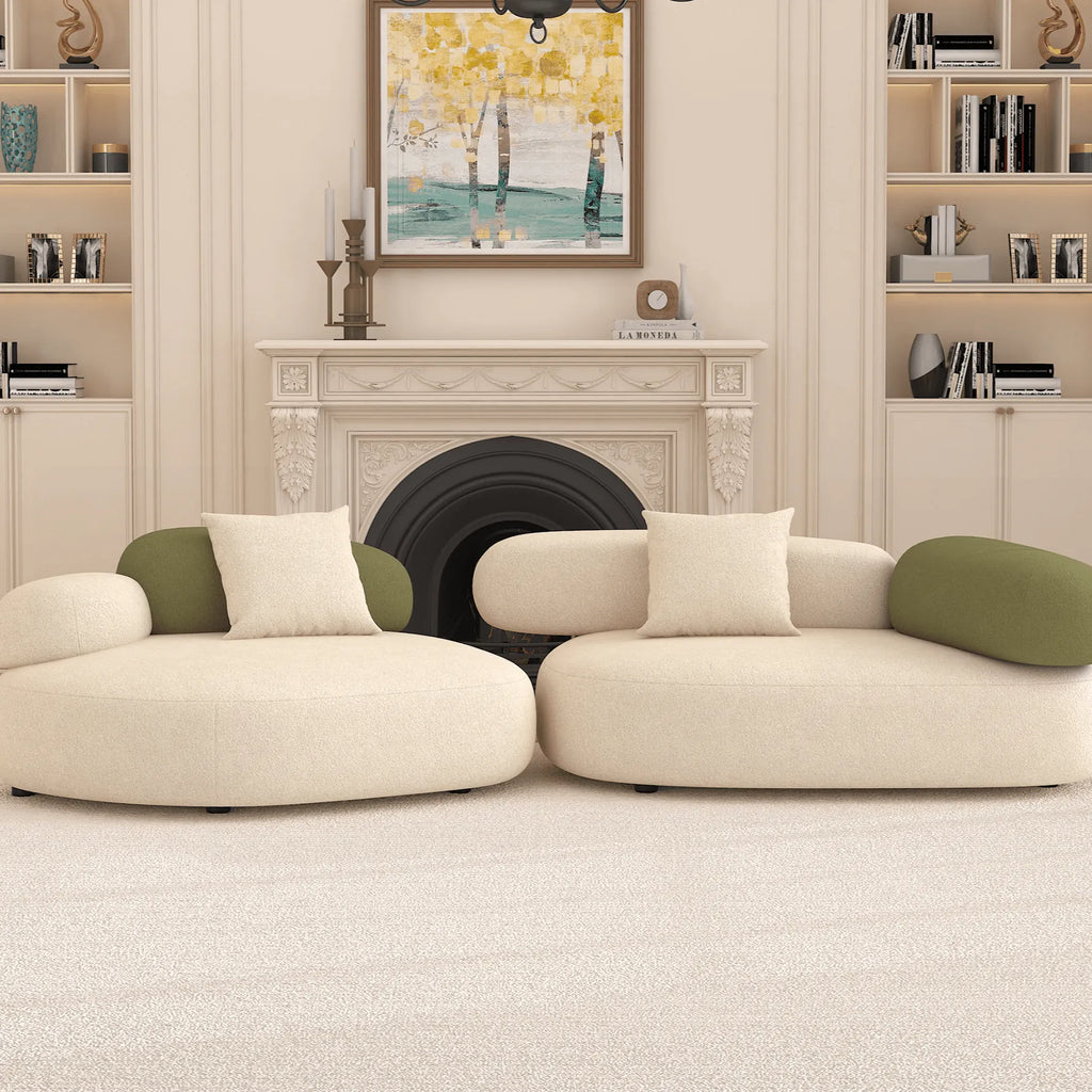 Cloud-Inspired Pebble Sofa in Lamb Velvet for Living Rooms