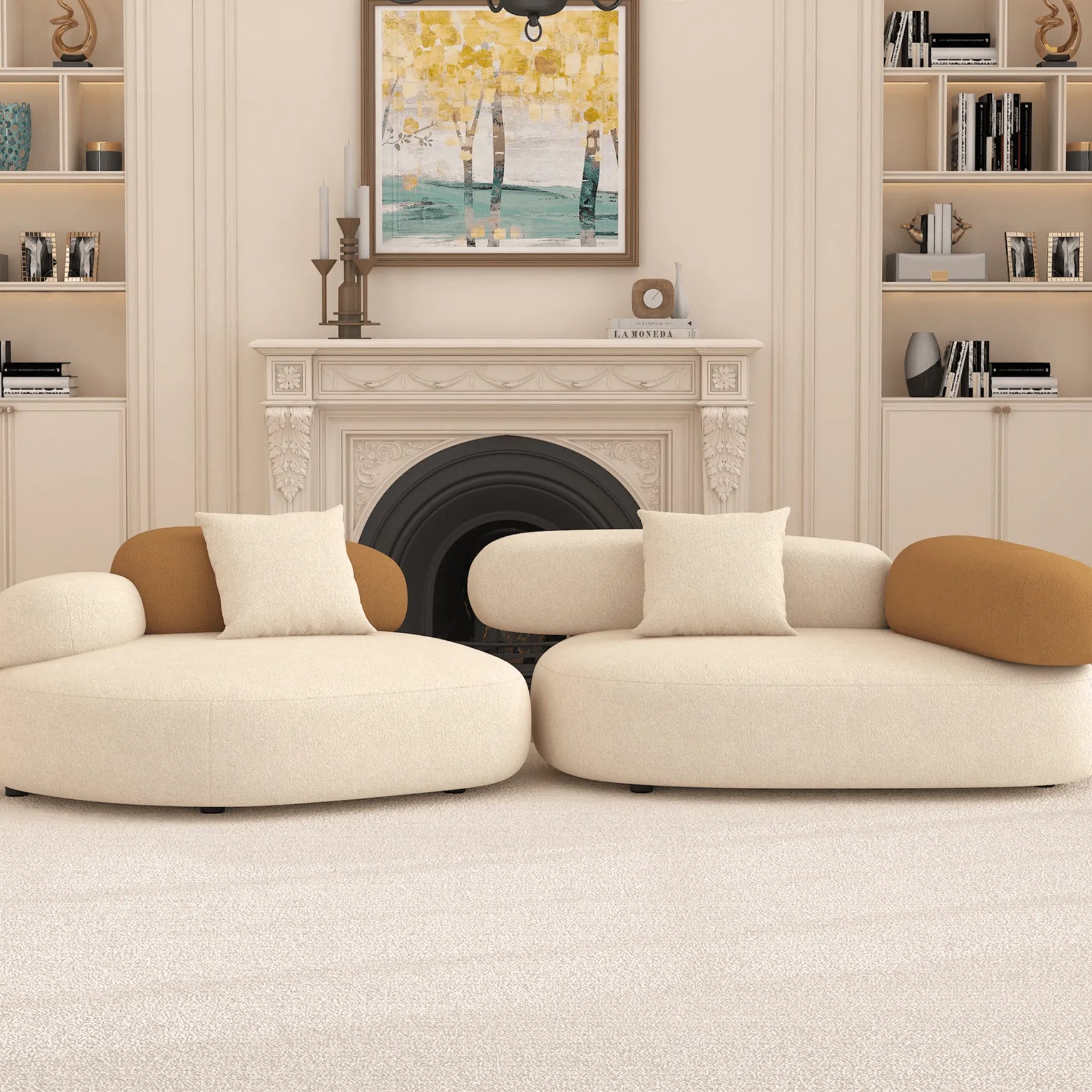 Cloud-Inspired Pebble Sofa in Lamb Velvet for Living Rooms