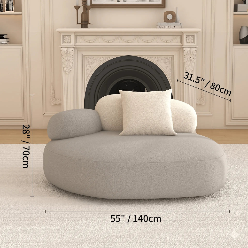 Cloud-Inspired Pebble Sofa in Lamb Velvet for Living Rooms