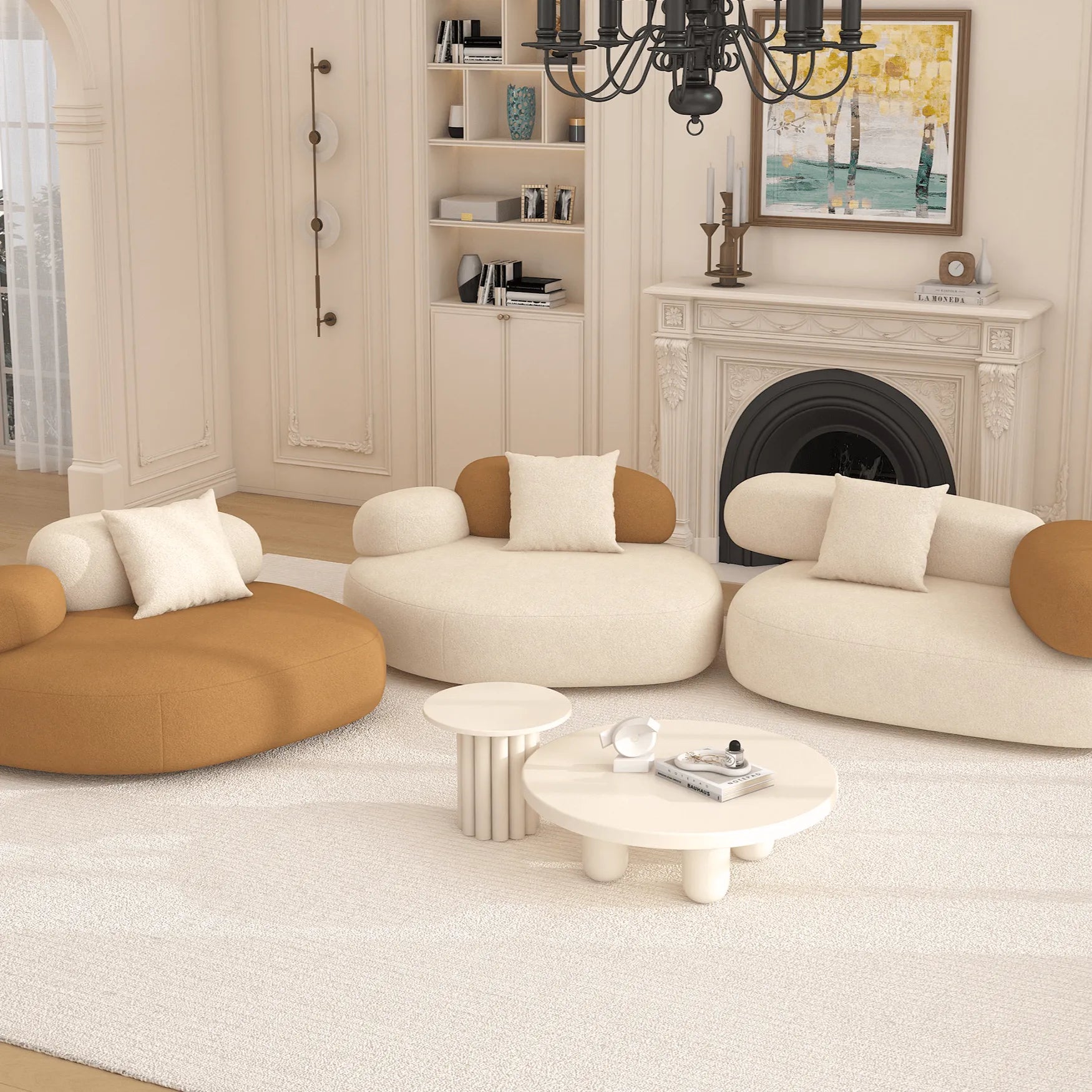 Cloud-Inspired Pebble Sofa in Lamb Velvet for Living Rooms