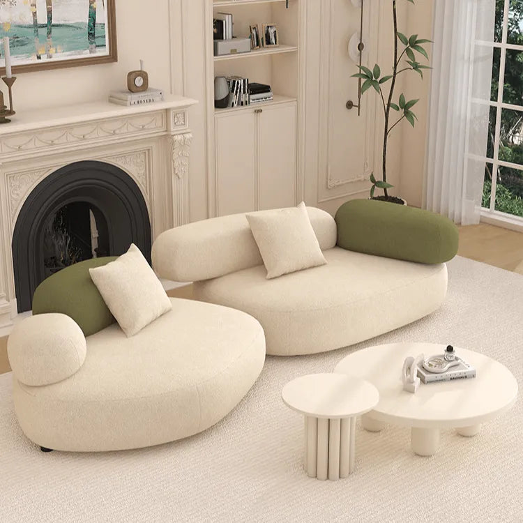 Cloud-Inspired Pebble Sofa in Lamb Velvet for Living Rooms
