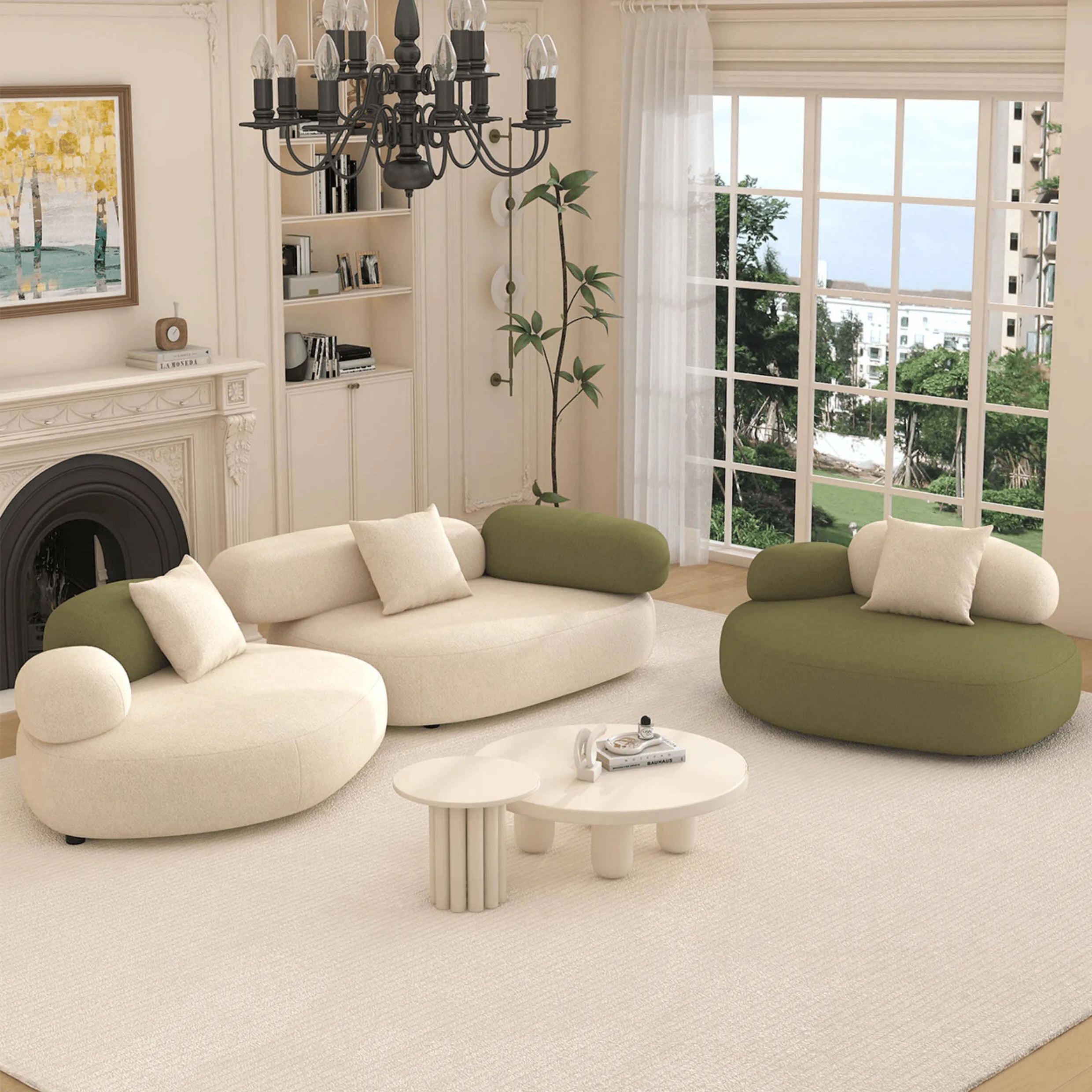 Cloud-Inspired Pebble Sofa in Lamb Velvet for Living Rooms