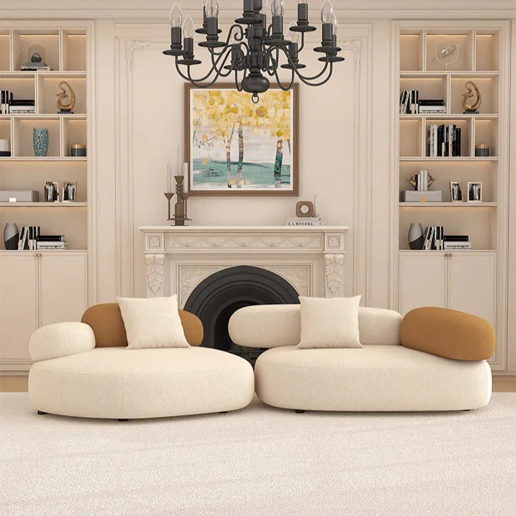 Cloud-Inspired Pebble Sofa in Lamb Velvet for Living Rooms