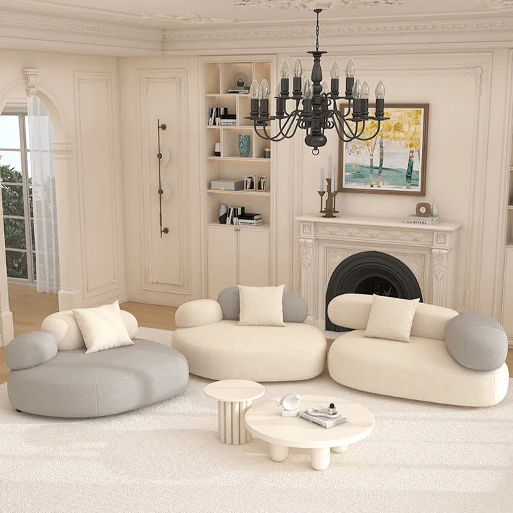 Cloud-Inspired Pebble Sofa in Lamb Velvet for Living Rooms