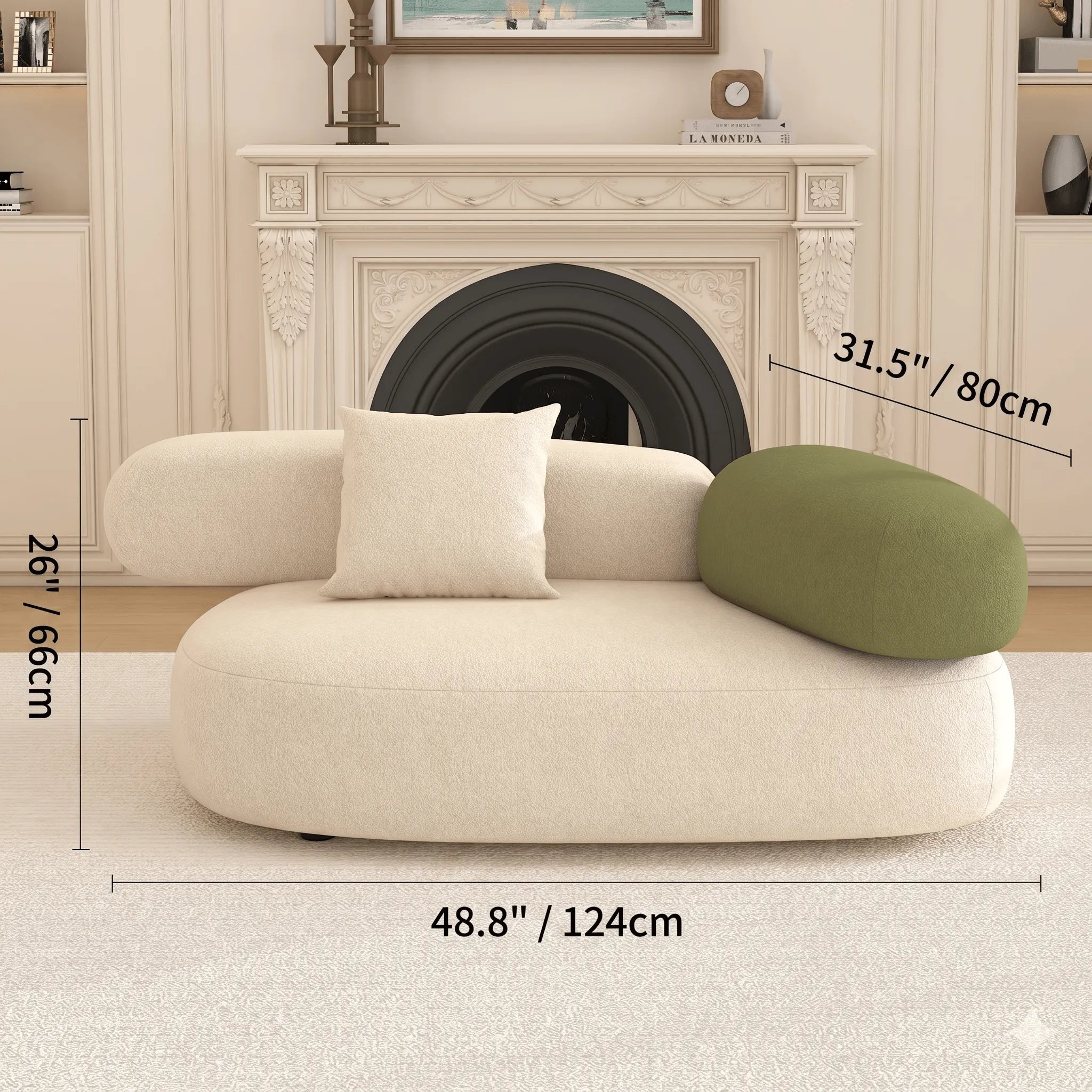 Cloud-Inspired Pebble Sofa in Lamb Velvet for Living Rooms Dimensions