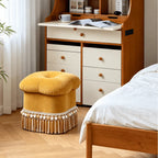 Cloud Petal Tassel Velvet Ottoman Stool for Bedroom Corners and Vanity