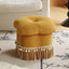 Cloud Petal Tassel Velvet Ottoman Stool for Bedroom Corners and Vanity