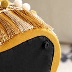 Cloud Petal Tassel Velvet Ottoman Stool for Bedroom Corners and Vanity