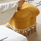 Cloud Petal Tassel Velvet Ottoman Stool for Bedroom Corners and Vanity
