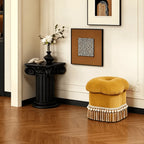 Cloud Petal Tassel Velvet Ottoman Stool for Bedroom Corners and Vanity