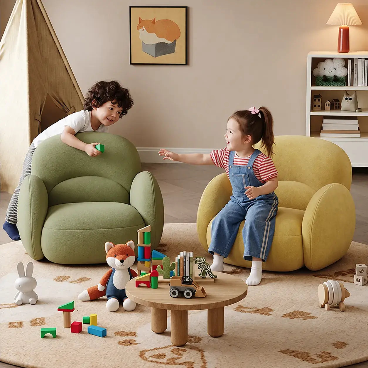 Cloud Silhouette Kids Accent Chair With Plush Curves for Reading Corners Image secondaire du produit