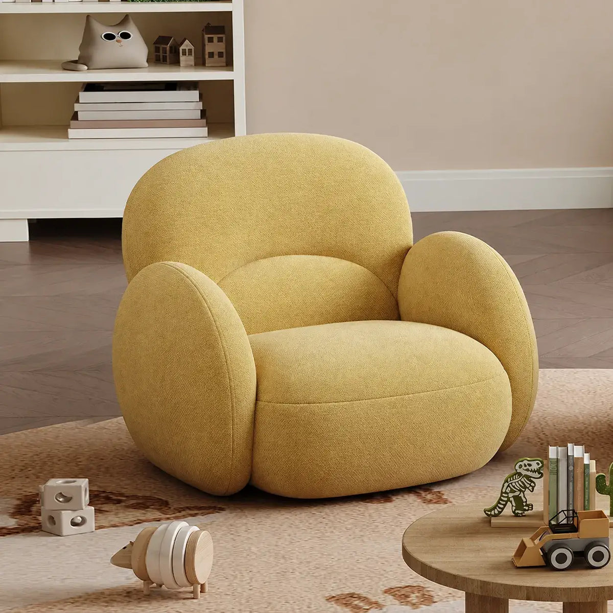 Cloud Silhouette Kids Accent Chair With Plush Curves for Reading Corners