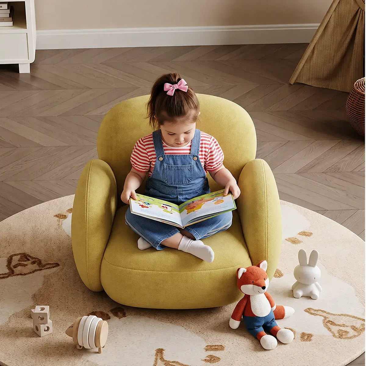 Cloud Silhouette Kids Accent Chair With Plush Curves for Reading Corners