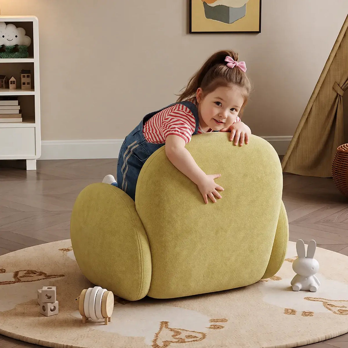 Cloud Silhouette Kids Accent Chair With Plush Curves for Reading Corners