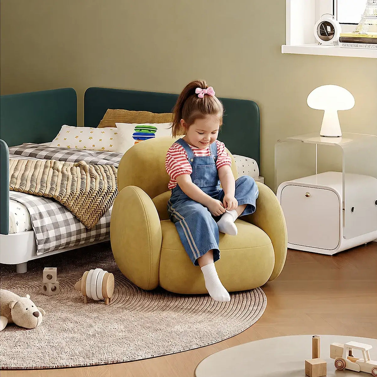 Cloud Silhouette Kids Accent Chair With Plush Curves for Reading Corners