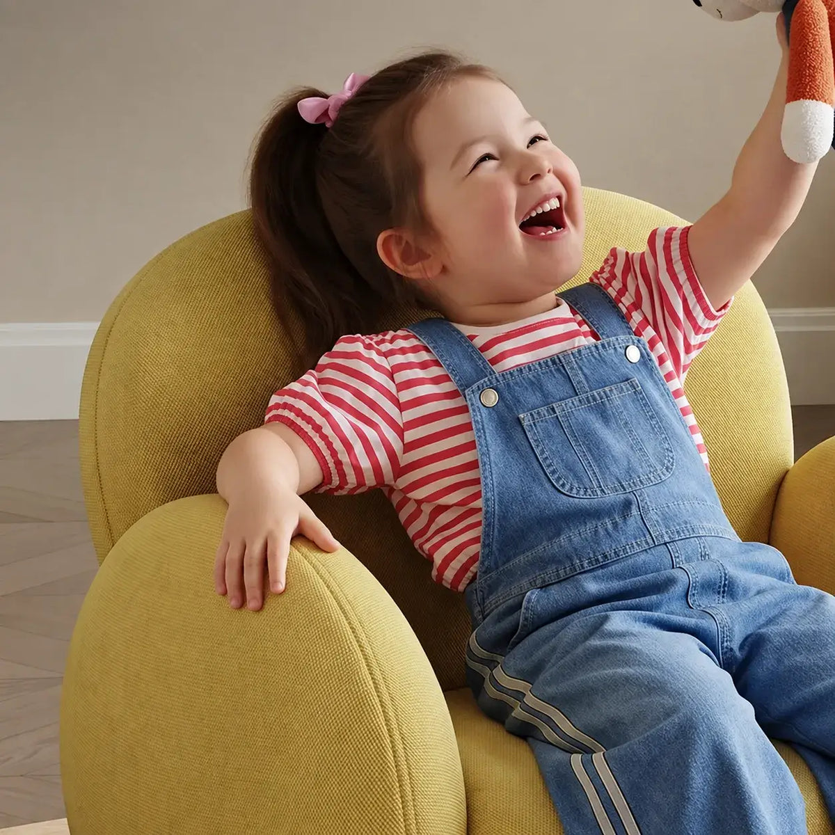 Cloud Silhouette Kids Accent Chair With Plush Curves for Reading Corners