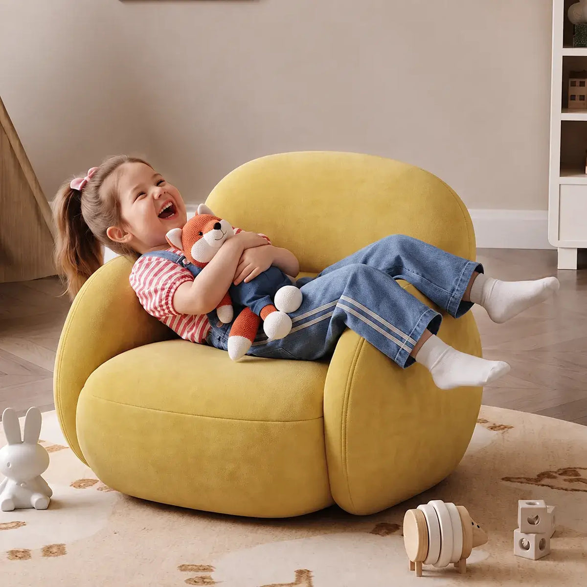 Cloud Silhouette Kids Accent Chair With Plush Curves for Reading Corners