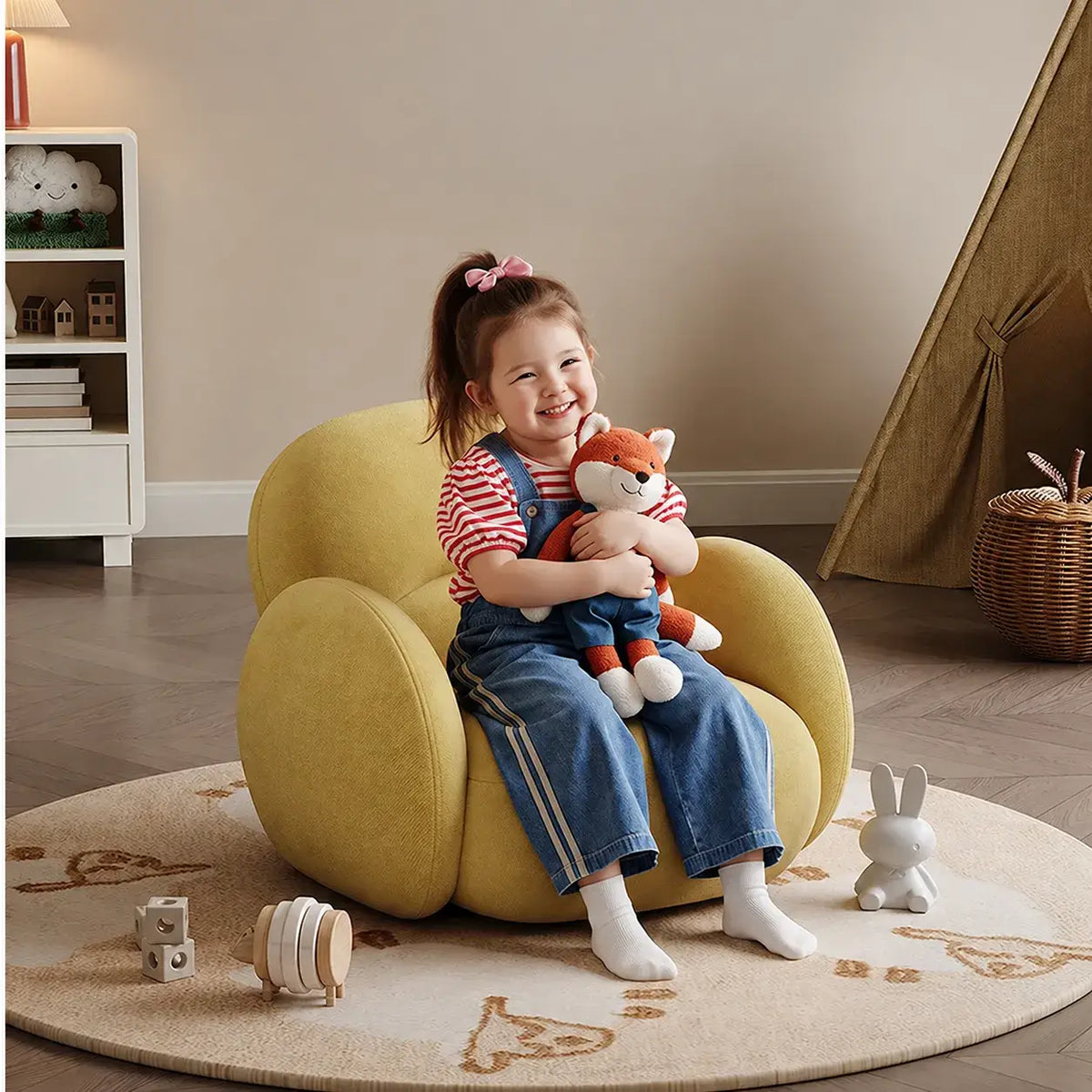Cloud Silhouette Kids Accent Chair With Plush Curves for Reading Corners Main Product Image