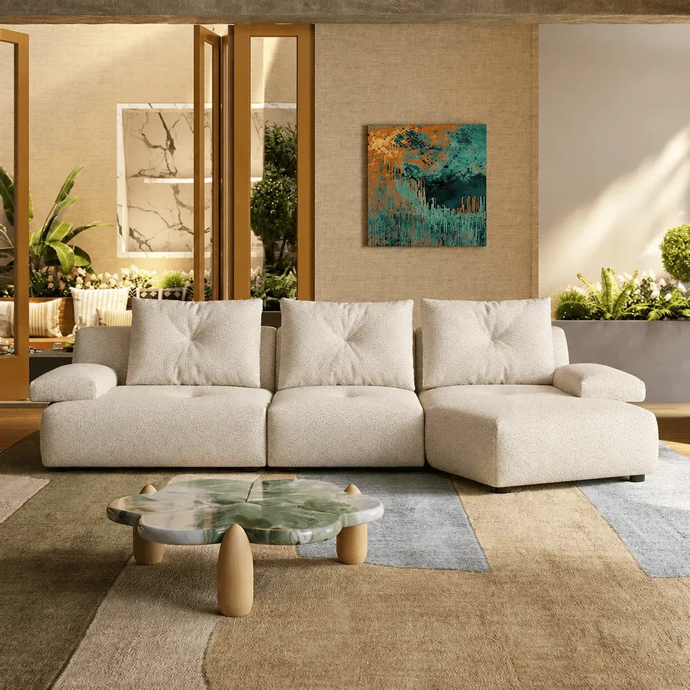 Cloudlike Modular Sofa with Textured Upholstery and Lounge-Ready Low Profile