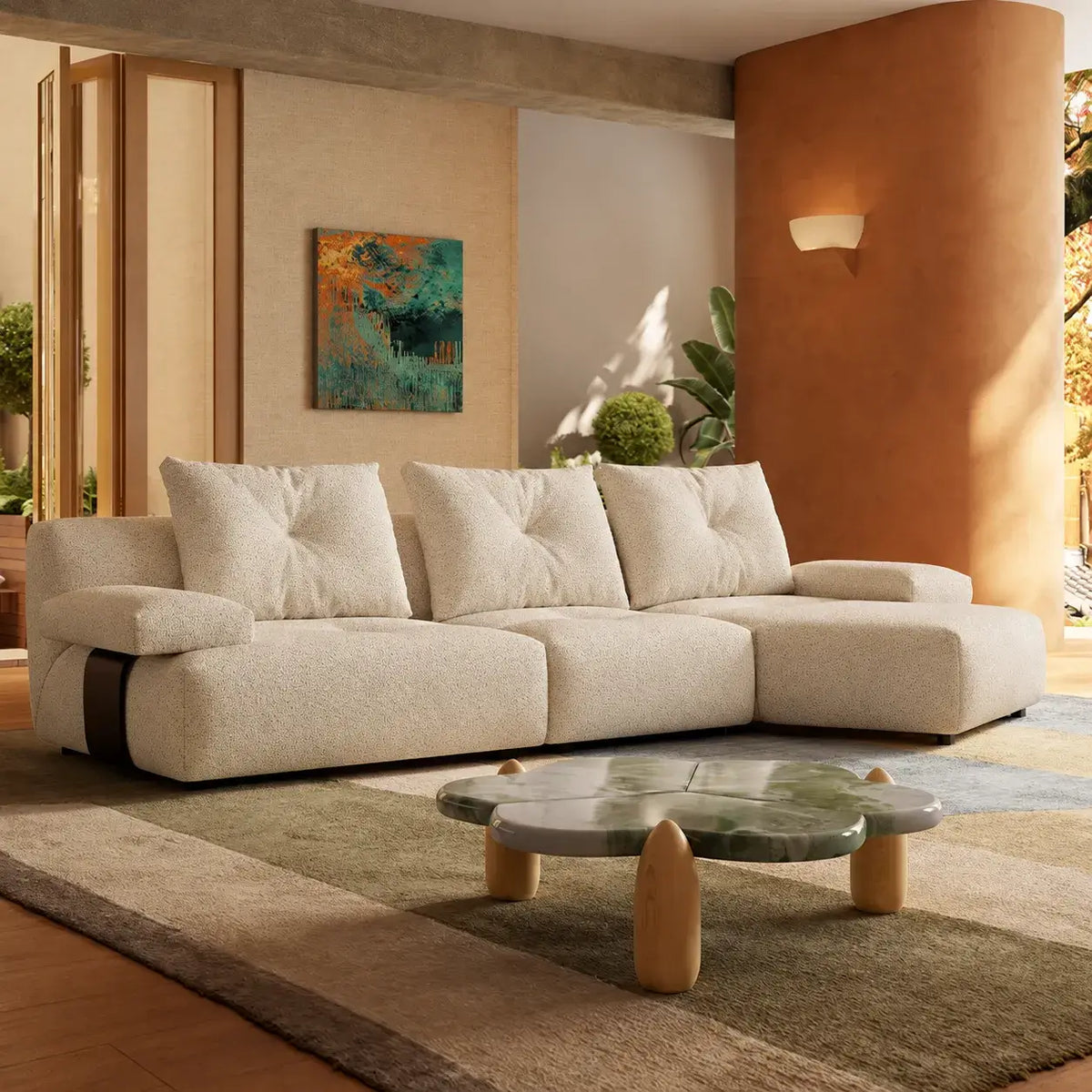 Cloudlike Modular Sofa with Textured Upholstery and Lounge-Ready Low Profile Main Product Image Main image