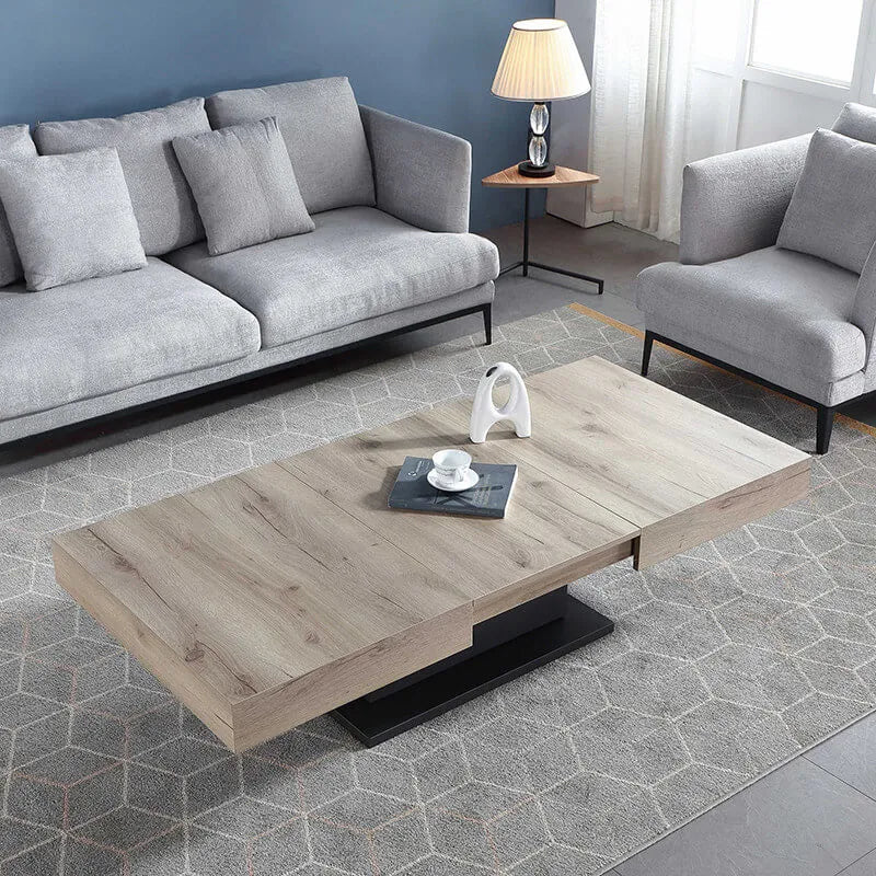Coco Slim Coffee Table, Extendable Wabi-Sabi Wood Design for Small Living Rooms Imagen secundaria del producto