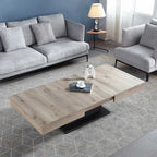 Coco Slim Coffee Table, Extendable Wabi-Sabi Wood Design for Small Living Rooms