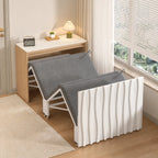 Coco Slim Convertible Folding Single Bed and Desk Combo, Textured Mid-Century Storage Cabinet