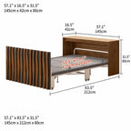 Coco Slim Convertible Folding Single Bed and Desk Combo, Textured Mid-Century Storage Cabinet Dimensions