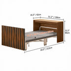 Coco Slim Convertible Folding Single Bed and Desk Combo, Textured Mid-Century Storage Cabinet Dimensions