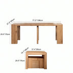 Coco Slim Dining Table, Extendable Ash Wood Console-to-Dining Design Dimensions