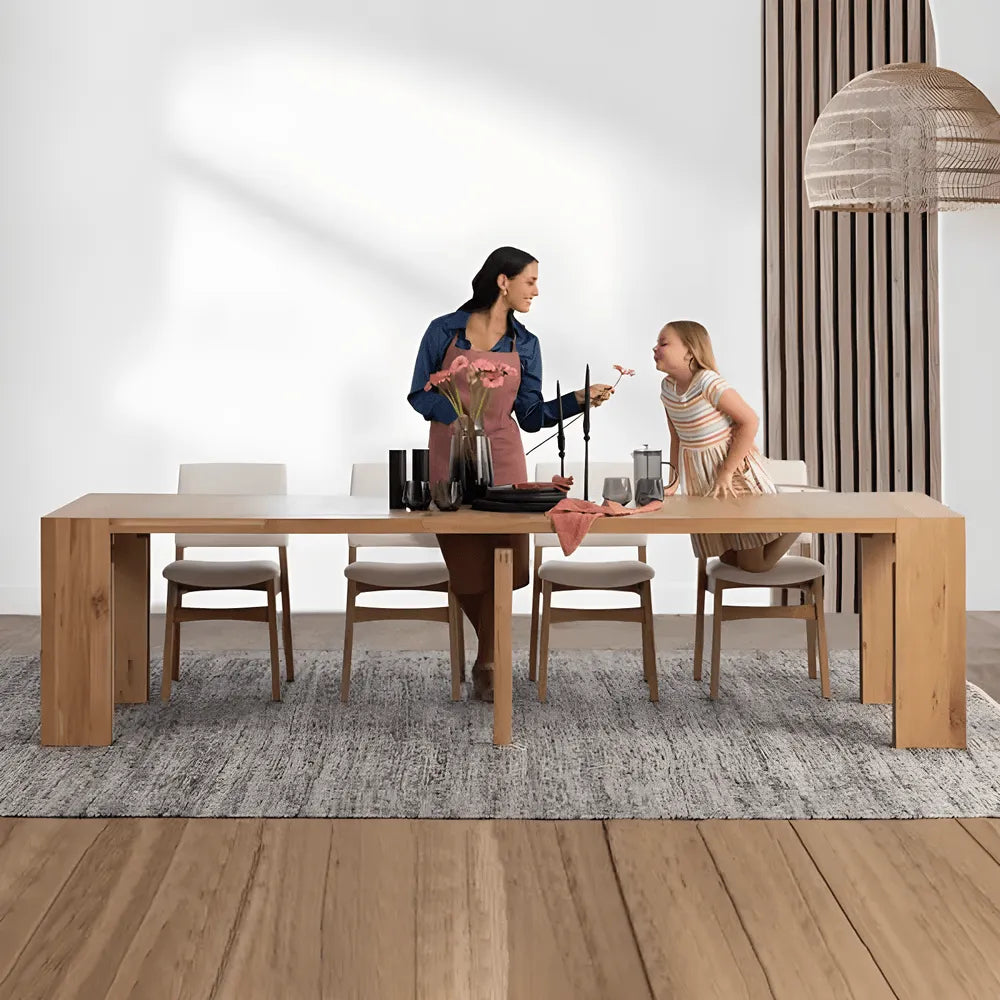 Coco Slim Dining Table, Extendable Ash Wood Console-to-Dining Design Main Product Image