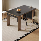 Coco Slim Dining Table in Mid-Century Wood and Matte Stone Design