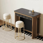 Coco Slim Dining Table in Mid-Century Wood and Matte Stone Design
