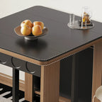 Coco Slim Dining Table in Mid-Century Wood and Matte Stone Design