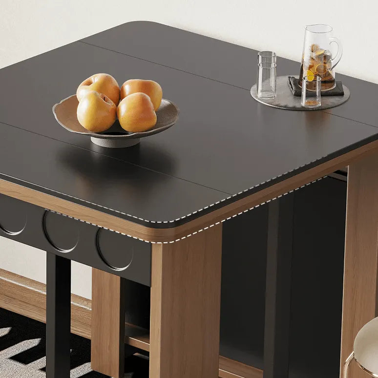 Coco Slim Dining Table in Mid-Century Wood and Matte Stone Design