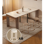 Coco Slim Dining Table in Mid-Century Wood and Matte Stone Design