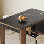 Coco Slim Dining Table in Mid-Century Wood and Matte Stone Design