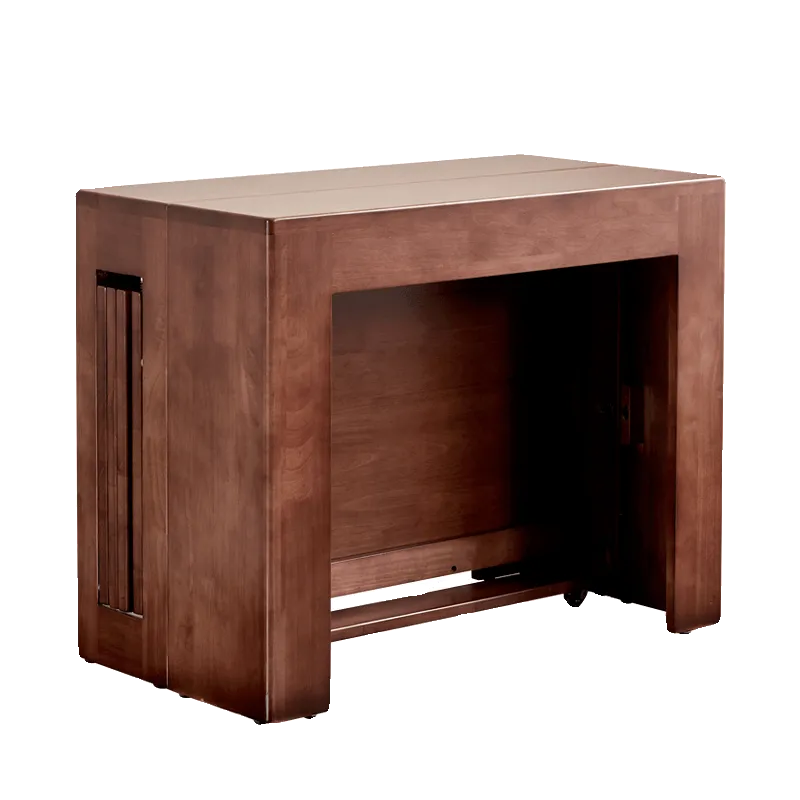 Coco Slim Dining Table, Solid Wood Extendable Storage Design for Small Spaces